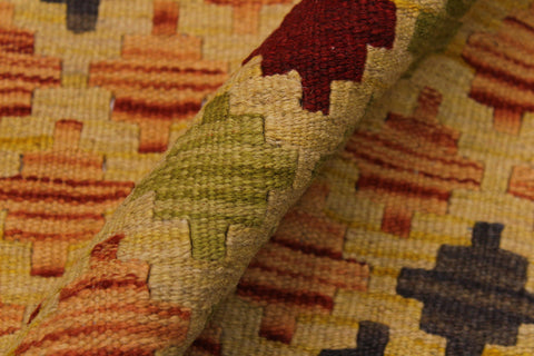 handmade Geometric Kilim Beige Red Hand-Woven RECTANGLE 100% WOOL area rug 3 x 5