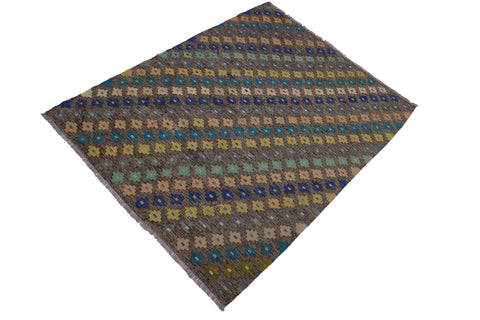 handmade Modern Kilim Brown Tan Hand-Woven RECTANGLE 100% WOOL area rug 6x8