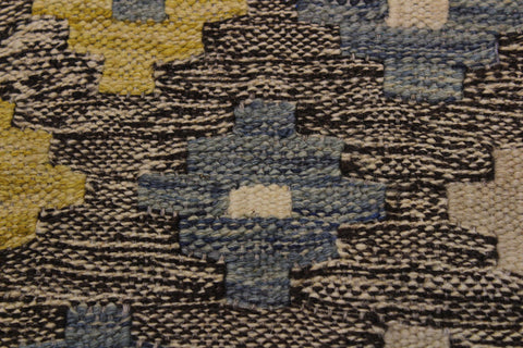 handmade Modern Kilim Brown Tan Hand-Woven RECTANGLE 100% WOOL area rug 6x8