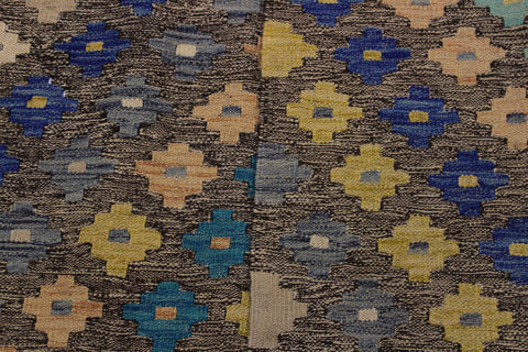 handmade Modern Kilim Brown Tan Hand-Woven RECTANGLE 100% WOOL area rug 6x8