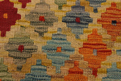 Flat Weave Kilim Antique Navaho Vintage handmade Modern Kilim Gold Gray Hand-Woven Rectangle 100% Wool Area Rug 3x5 