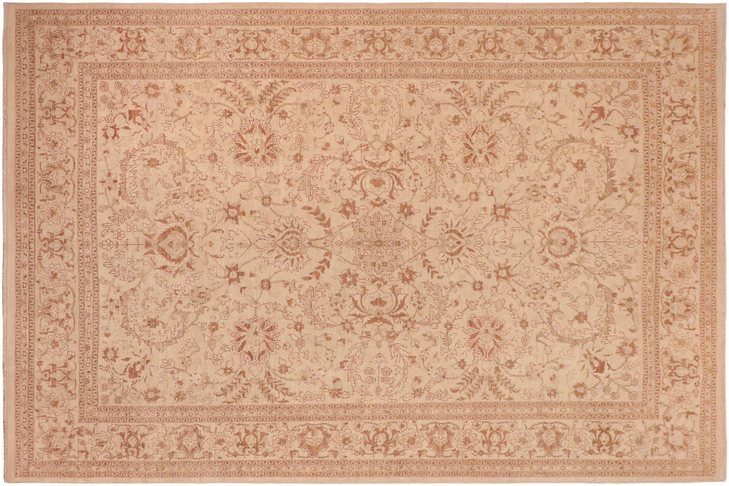 handmade Transitional Kafkaz Beige Brown Hand Knotted RECTANGLE 100% WOOL area rug 10' x 14'