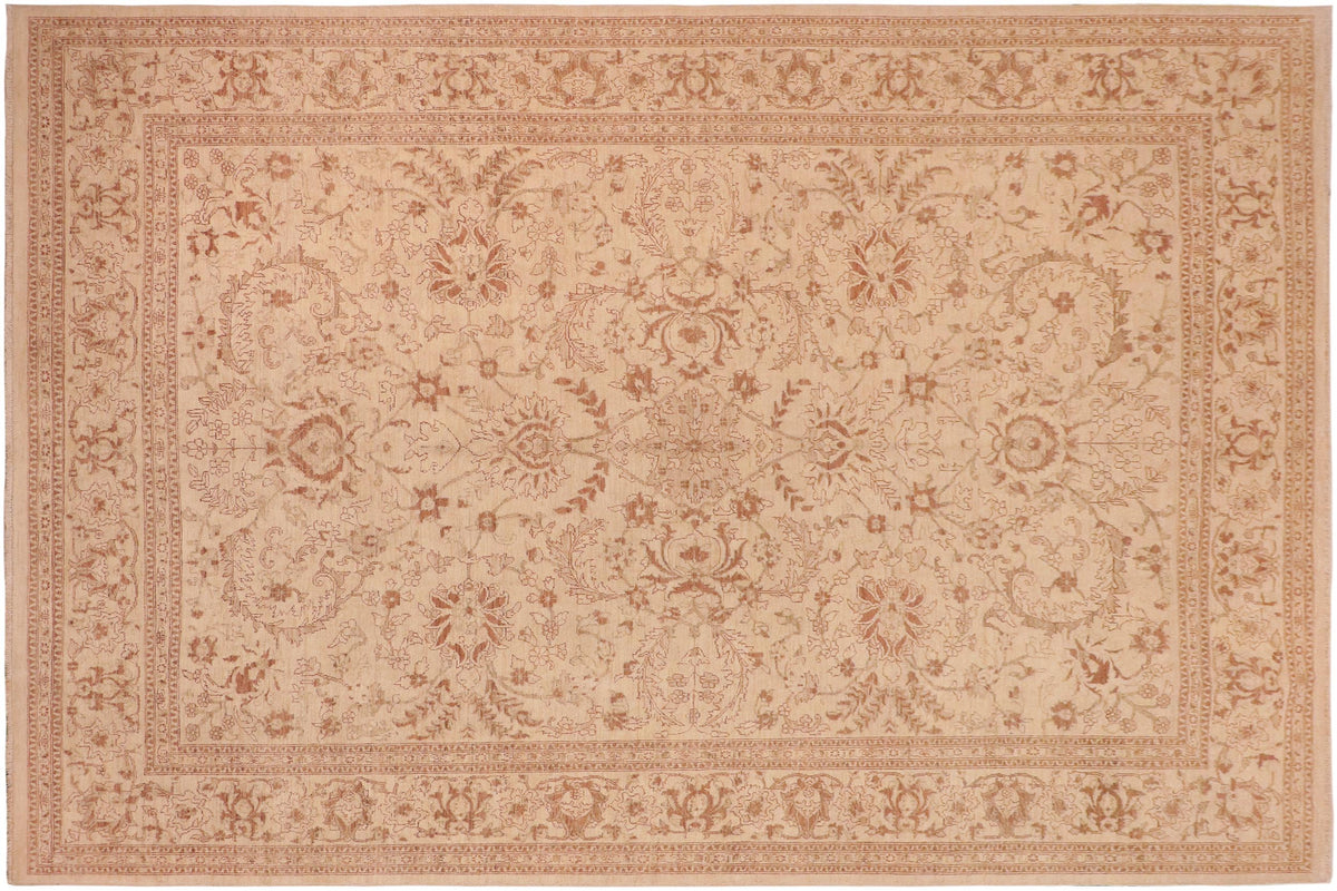 handmade Transitional Kafkaz Beige Brown Hand Knotted RECTANGLE 100% WOOL area rug 10' x 14'