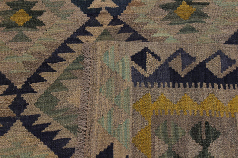 handmade Geometric Kilim Gray Gold Hand-Woven RECTANGLE 100% WOOL area rug 6 x 8