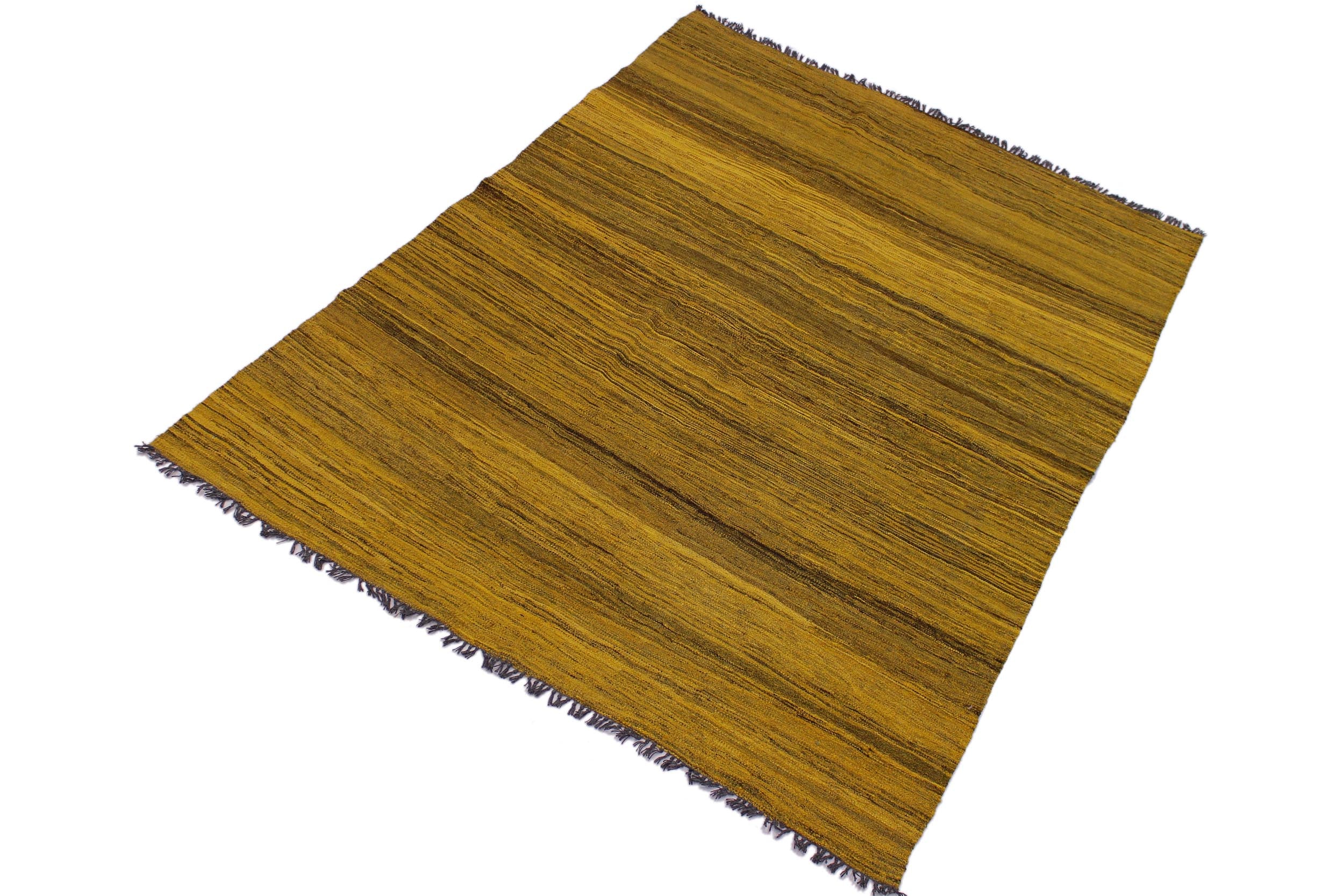 handmade Modern Kilim Gold Drk. Gray Hand-Woven RECTANGLE 100% WOOL area rug 6x8