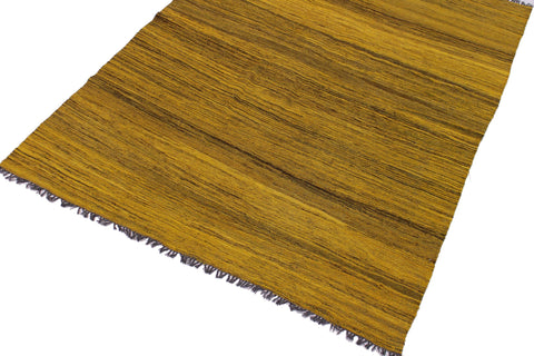 handmade Modern Kilim Gold Drk. Gray Hand-Woven RECTANGLE 100% WOOL area rug 6x8