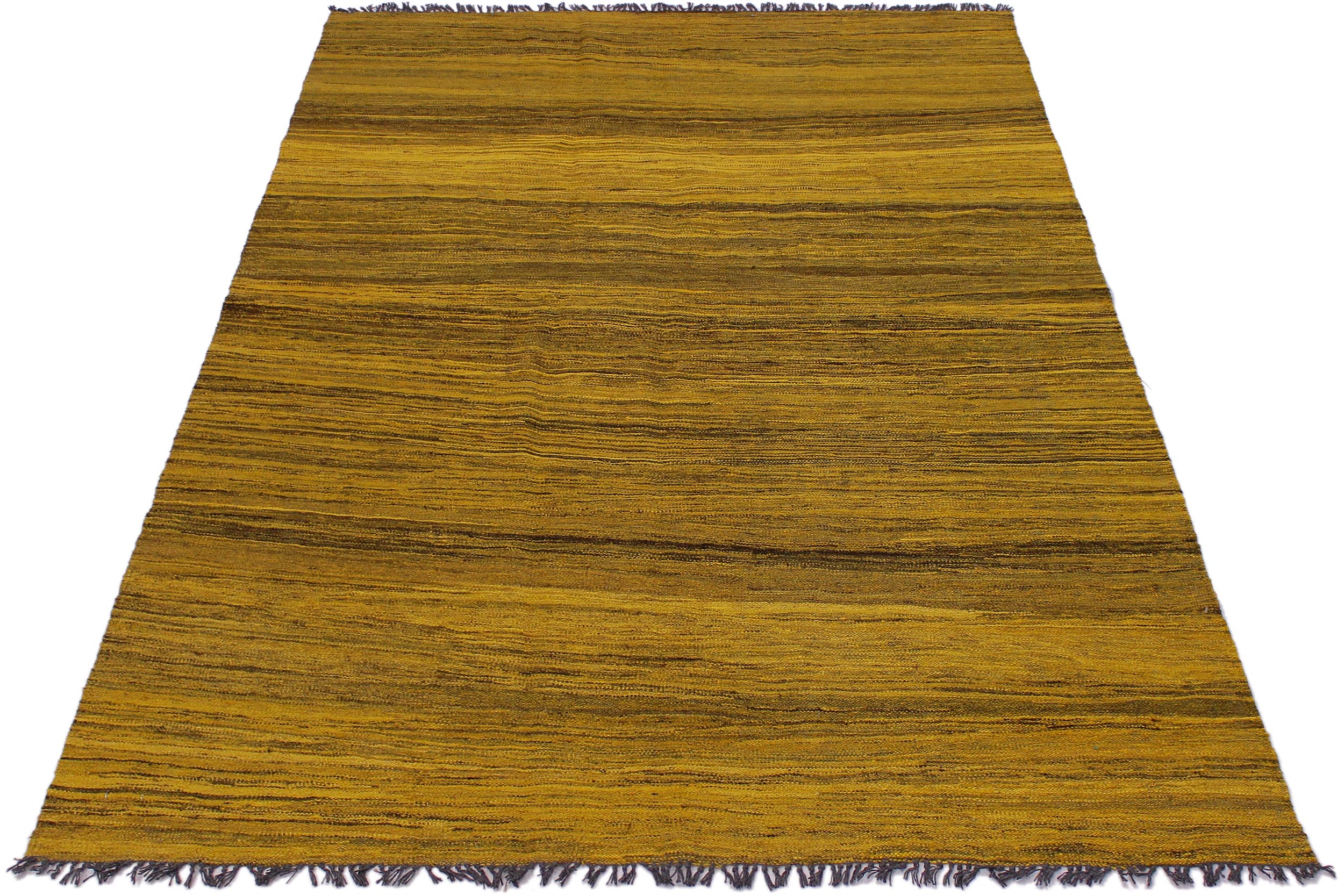 handmade Modern Kilim Gold Drk. Gray Hand-Woven RECTANGLE 100% WOOL area rug 6x8