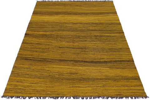 handmade Modern Kilim Gold Drk. Gray Hand-Woven RECTANGLE 100% WOOL area rug 6x8