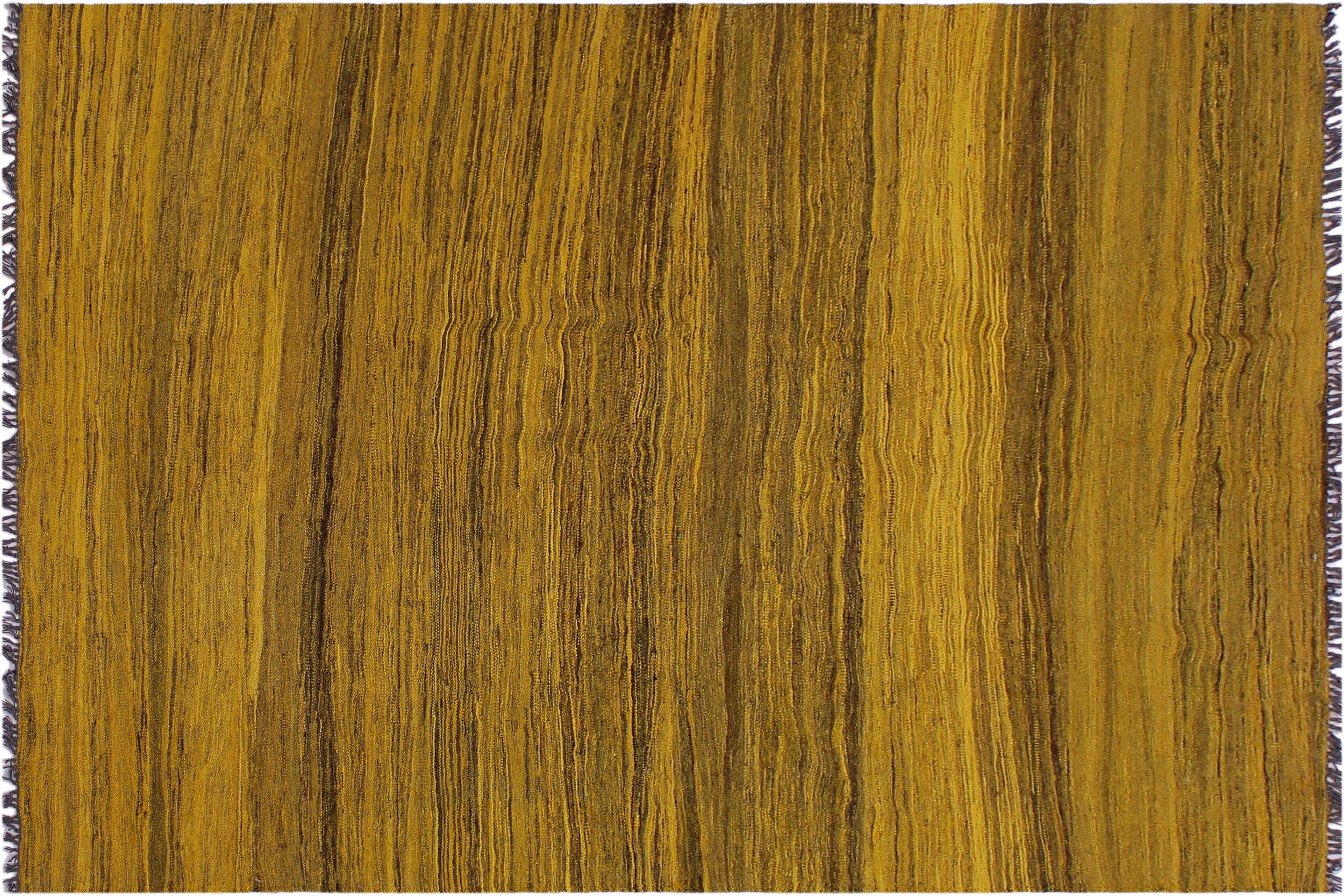 handmade Modern Kilim Gold Drk. Gray Hand-Woven RECTANGLE 100% WOOL area rug 6x8