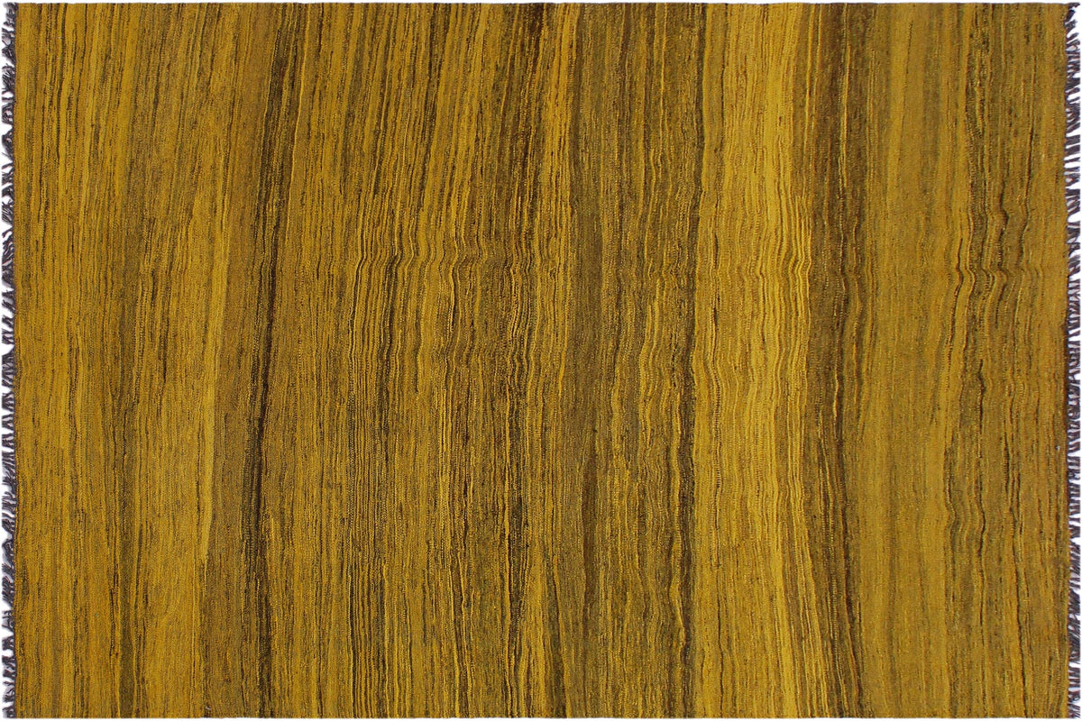 handmade Modern Kilim Gold Drk. Gray Hand-Woven RECTANGLE 100% WOOL area rug 6x8