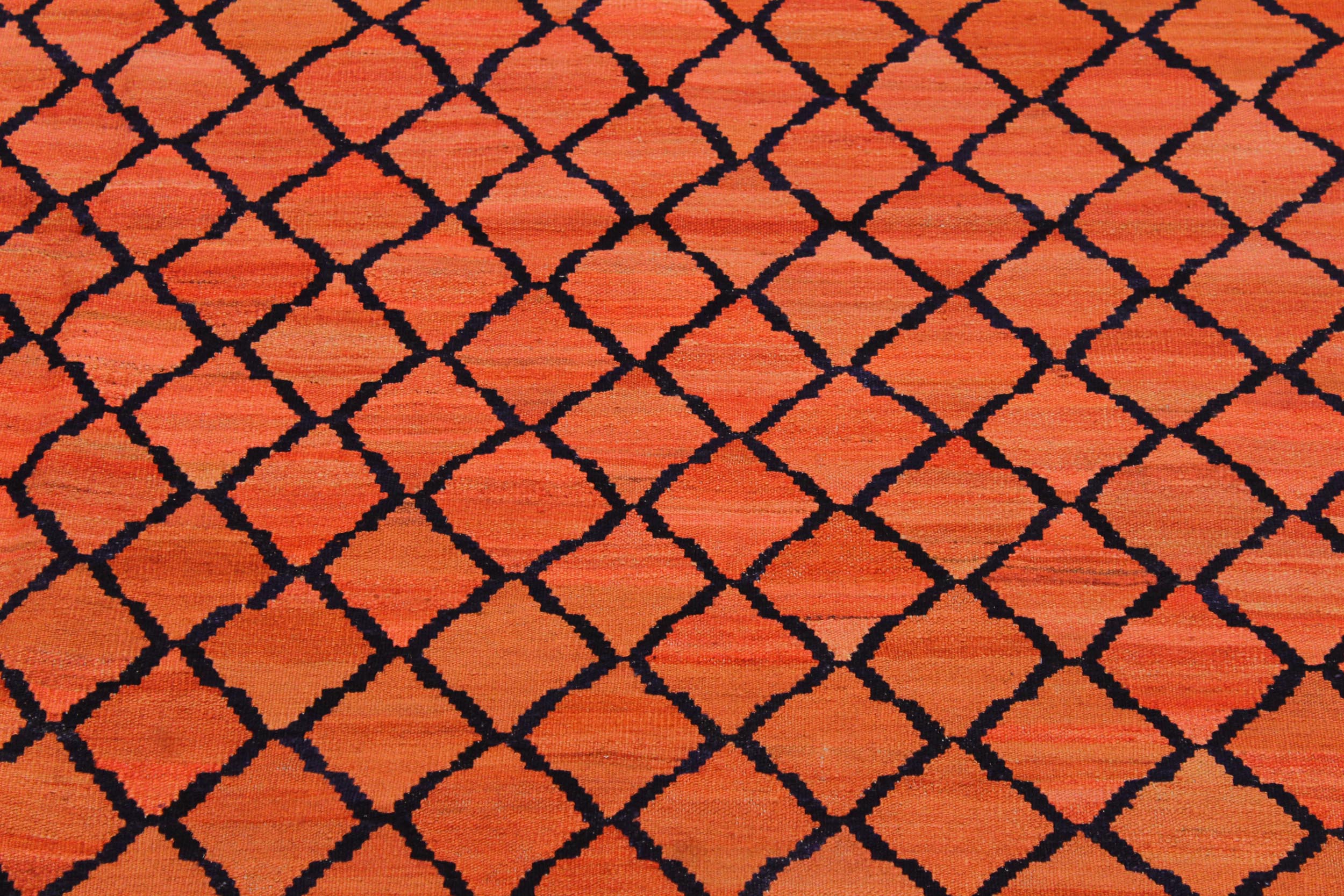 handmade Modern Kilim Orange Blue Hand-Woven RECTANGLE 100% WOOL area rug 5 x 7
