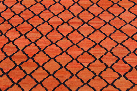handmade Modern Kilim Orange Blue Hand-Woven RECTANGLE 100% WOOL area rug 5 x 7