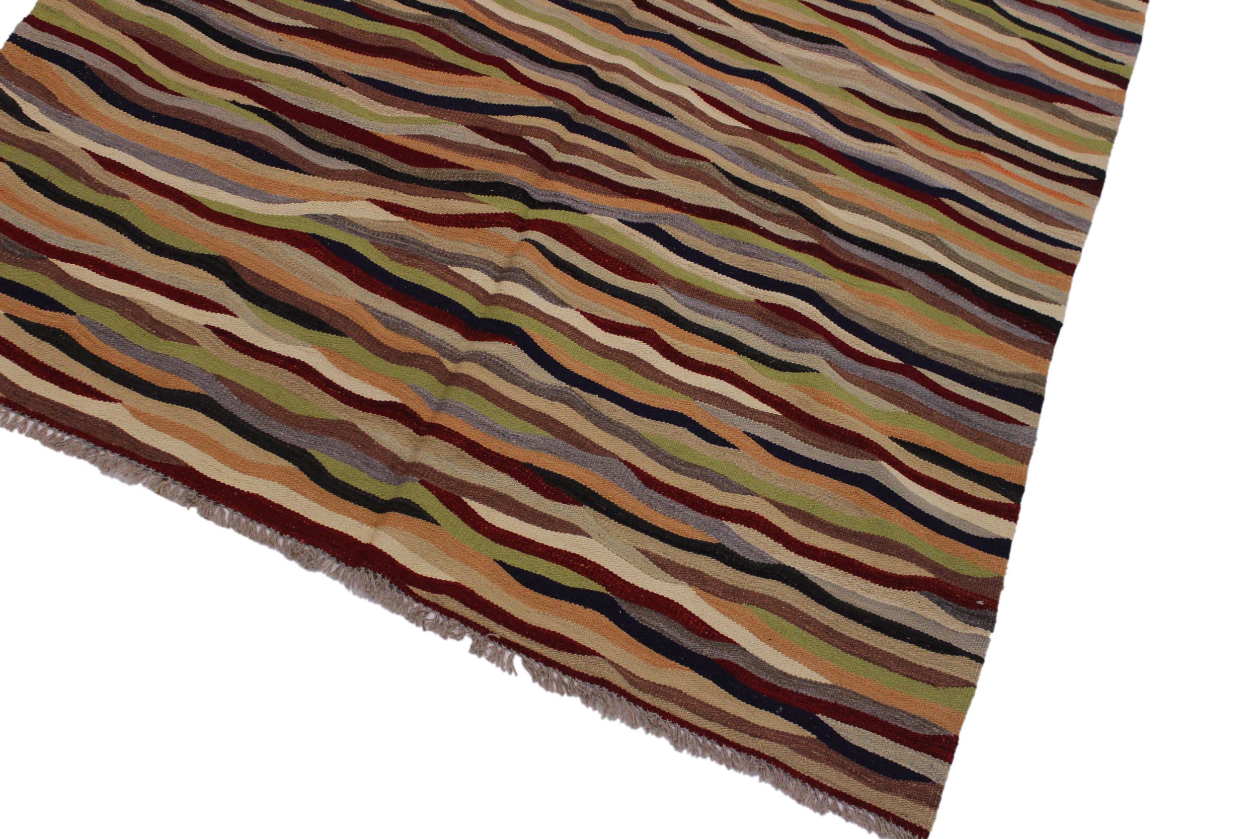 handmade Modern Kilim Beige Red Hand-Woven RECTANGLE 100% WOOL area rug 5x7