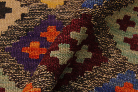 handmade Geometric Kilim Brown Tan Hand-Woven RECTANGLE 100% WOOL area rug 5x6