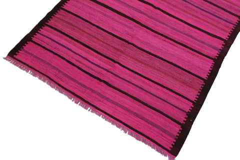 handmade Modern Kilim Pink Purple Hand-Woven RECTANGLE 100% WOOL area rug 5x7