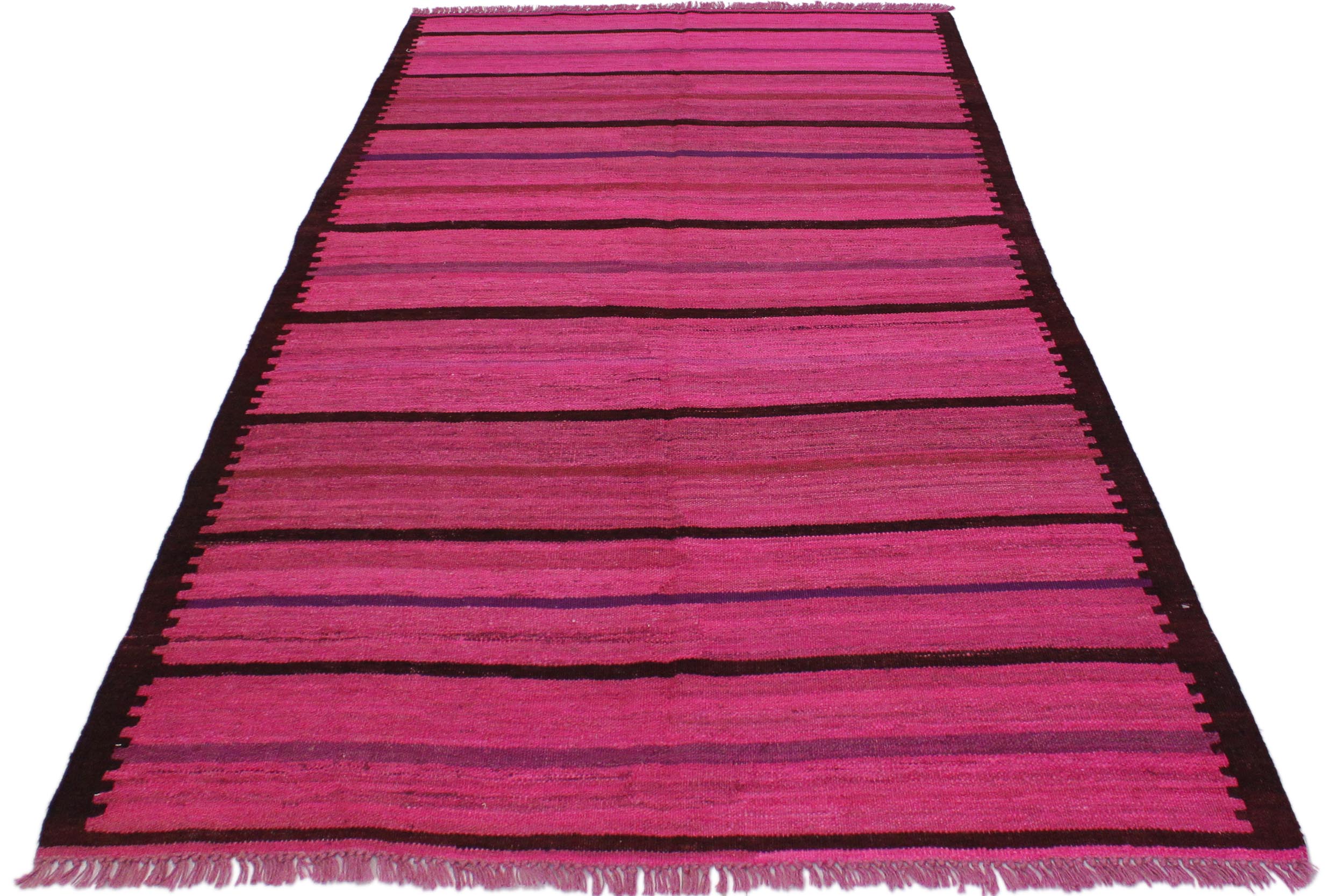 handmade Modern Kilim Pink Purple Hand-Woven RECTANGLE 100% WOOL area rug 5x7