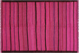 Flat Weave Kilim, Antique, Navaho, Vintage, Handmade, Modern Kilim Pink Purple Hand-Woven Rectangle 100% Wool Area Rug 5 x 7