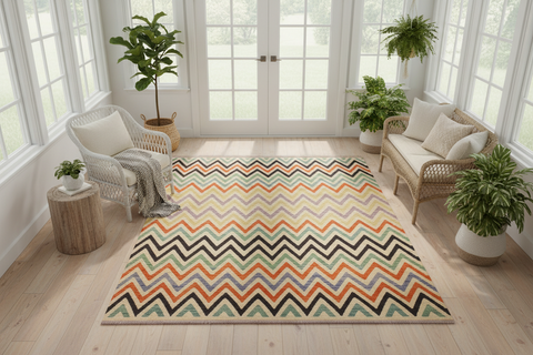 handmade Modern Kilim Ivory Black Hand-Woven RECTANGLE 100% WOOL area rug 9x11