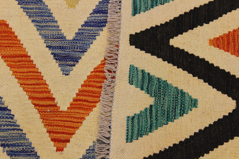 handmade Modern Kilim Ivory Black Hand-Woven RECTANGLE 100% WOOL area rug 9x11