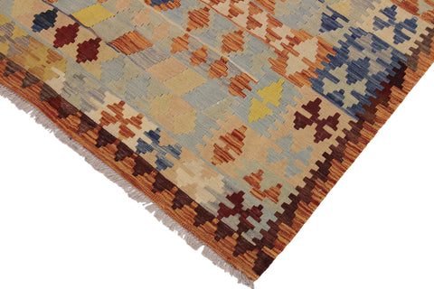handmade Geometric Kilim Rust Tan Hand-Woven RECTANGLE 100% WOOL area rug 5 x 7