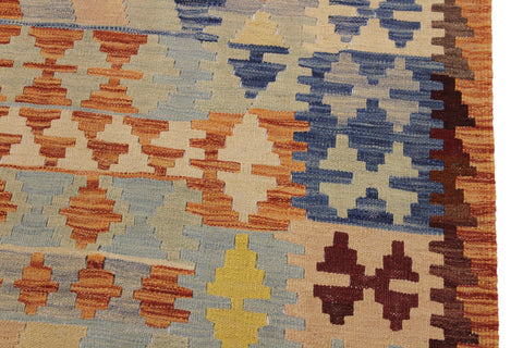 handmade Geometric Kilim Rust Tan Hand-Woven RECTANGLE 100% WOOL area rug 5 x 7