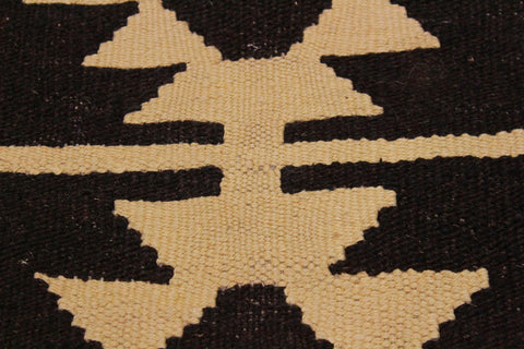 handmade Modern Kilim Brown Black Hand-Woven RECTANGLE 100% WOOL area rug 7 x 10