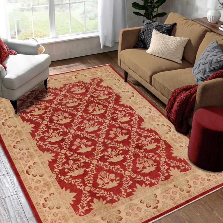 handmade Transitional Victoria Red Beige Hand Knotted RECTANGLE 100% WOOL area rug 10 x 14