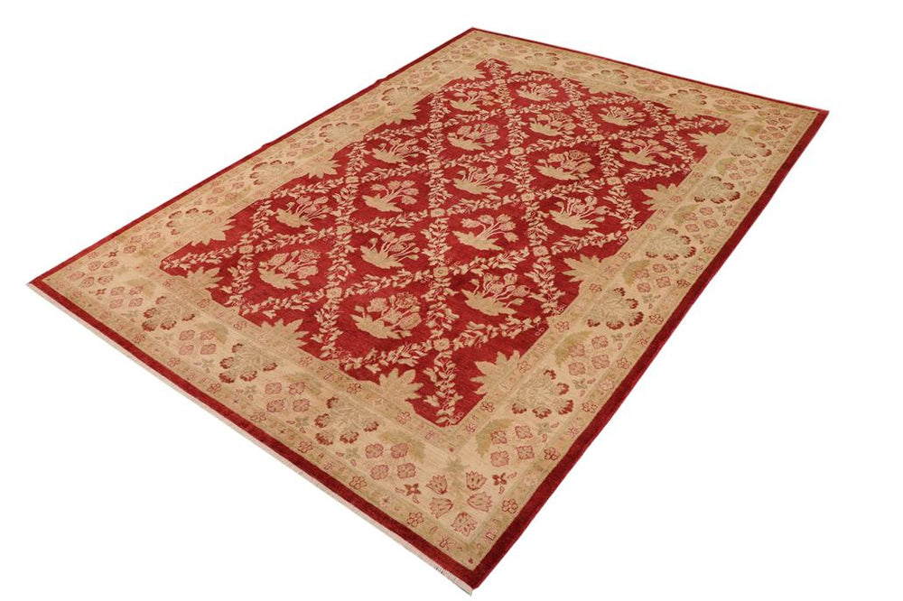 handmade Transitional Victoria Red Beige Hand Knotted RECTANGLE 100% WOOL area rug 10 x 14
