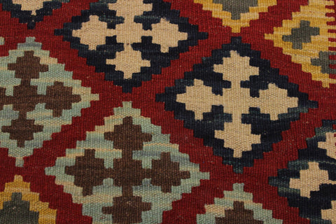 handmade Geometric Kilim Red Brown Hand-Woven RECTANGLE 100% WOOL area rug 4 x 5