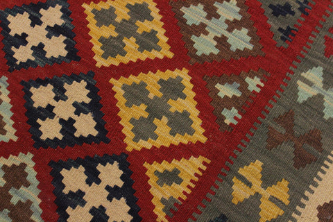 handmade Geometric Kilim Red Brown Hand-Woven RECTANGLE 100% WOOL area rug 4 x 5