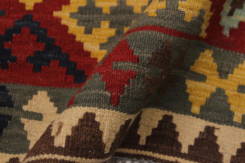 handmade Geometric Kilim Red Brown Hand-Woven RECTANGLE 100% WOOL area rug 4 x 5