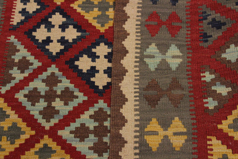 handmade Geometric Kilim Red Brown Hand-Woven RECTANGLE 100% WOOL area rug 4 x 5