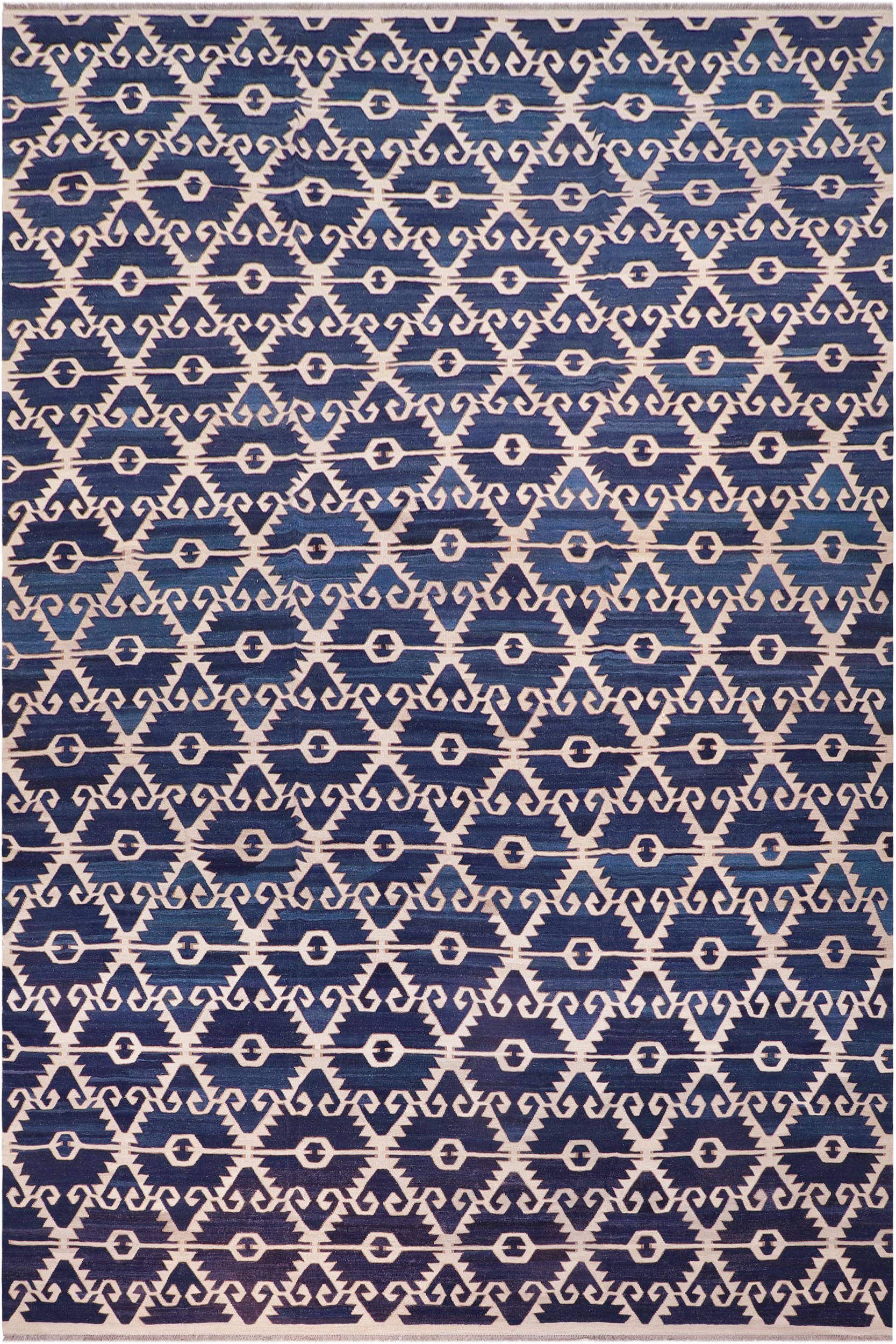 handmade Modern Kilim Blue Ivory Hand-Woven RECTANGLE 100% WOOL area rug 12 x 17