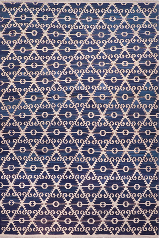 handmade Modern Kilim Blue Ivory Hand-Woven RECTANGLE 100% WOOL area rug 12 x 17