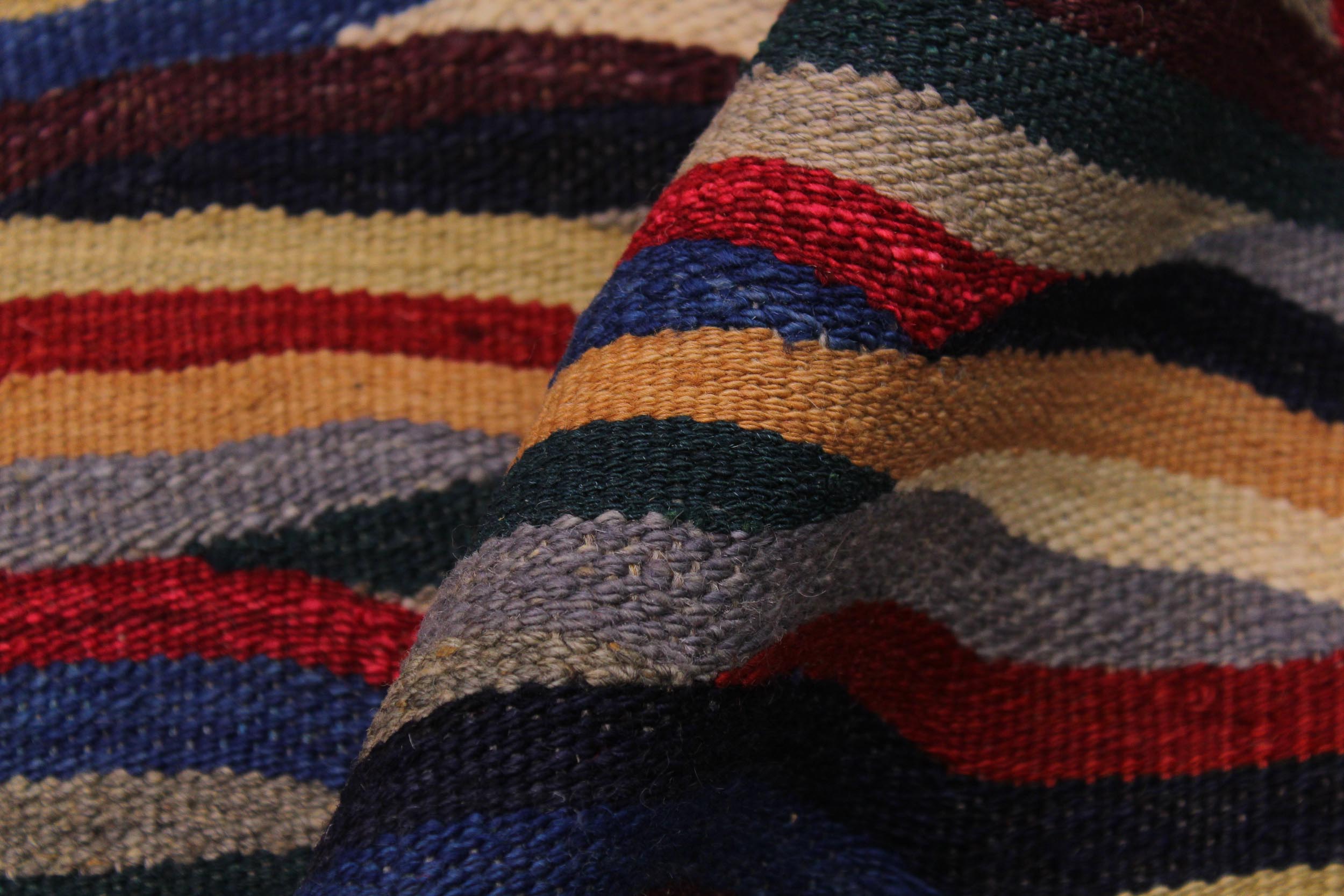 handmade Modern Kilim Blue Red Hand-Woven RECTANGLE 100% WOOL area rug 5x7