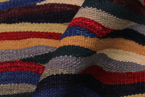 handmade Modern Kilim Blue Red Hand-Woven RECTANGLE 100% WOOL area rug 5x7