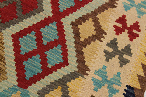 handmade Geometric Kilim Beige Brown Hand-Woven RECTANGLE 100% WOOL area rug 5 x 7