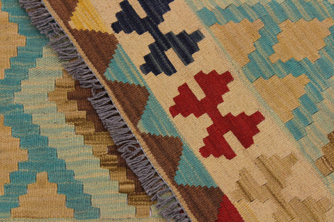 handmade Geometric Kilim Beige Brown Hand-Woven RECTANGLE 100% WOOL area rug 5 x 7