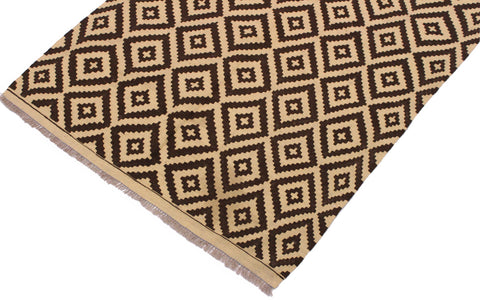 handmade Modern Kilim Beige Brown Hand-Woven RECTANGLE 100% WOOL area rug 4 x 7