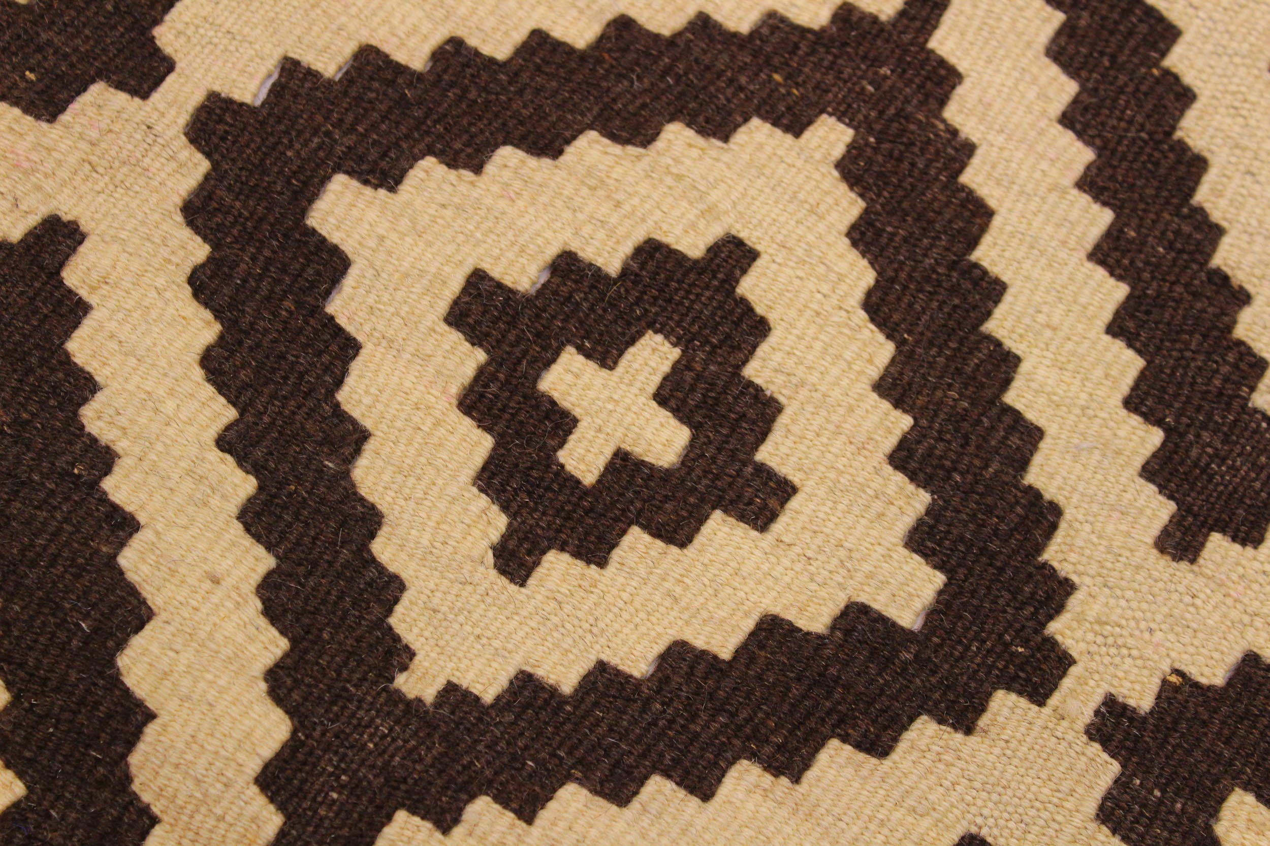 handmade Modern Kilim Beige Brown Hand-Woven RECTANGLE 100% WOOL area rug 4 x 7