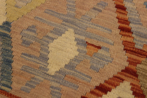 handmade Geometric Kilim Beige Rust Hand-Woven RECTANGLE 100% WOOL area rug 5 x 7