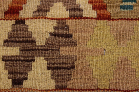 handmade Geometric Kilim Beige Rust Hand-Woven RECTANGLE 100% WOOL area rug 5 x 7