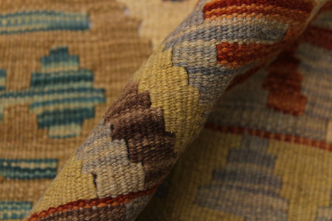 handmade Geometric Kilim Beige Rust Hand-Woven RECTANGLE 100% WOOL area rug 5 x 7