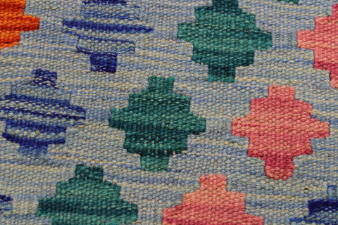 handmade Modern Kilim Blue Gray Hand-Woven RECTANGLE 100% WOOL area rug 3x5