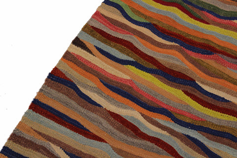 handmade Modern Kilim Red Blue Hand-Woven RECTANGLE 100% WOOL area rug 5x7