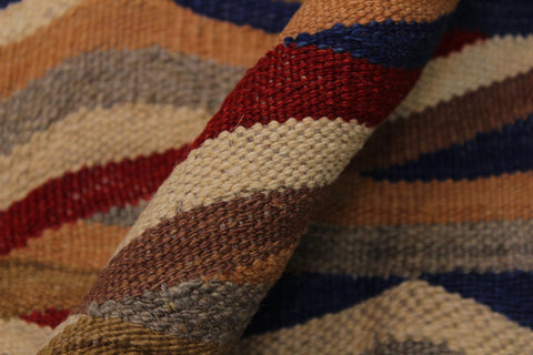 handmade Modern Kilim Red Blue Hand-Woven RECTANGLE 100% WOOL area rug 5x7