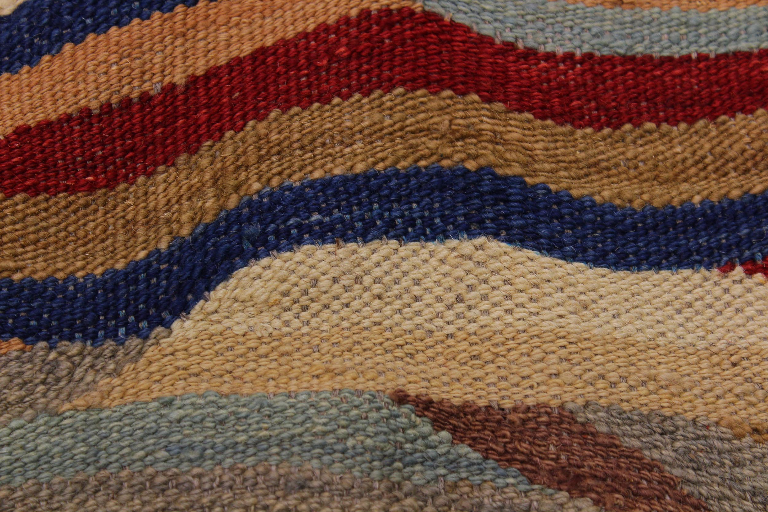 handmade Modern Kilim Red Blue Hand-Woven RECTANGLE 100% WOOL area rug 5x7