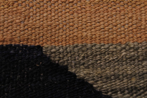 handmade Modern Kilim Tan Black Hand-Woven RECTANGLE 100% WOOL area rug 6x8