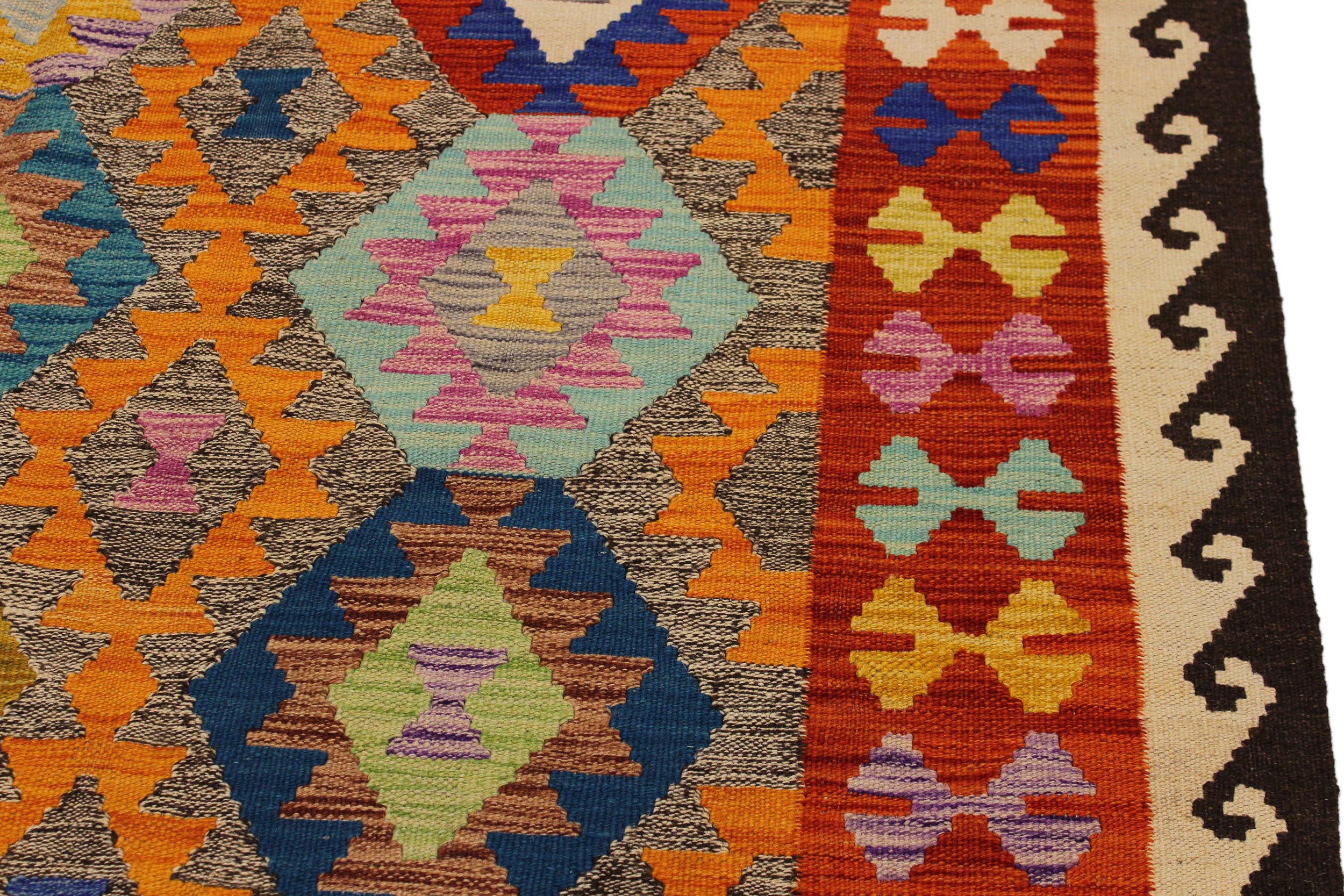 handmade Geometric Kilim Brown Ivory Hand-Woven RECTANGLE 100% WOOL area rug 5 x 7