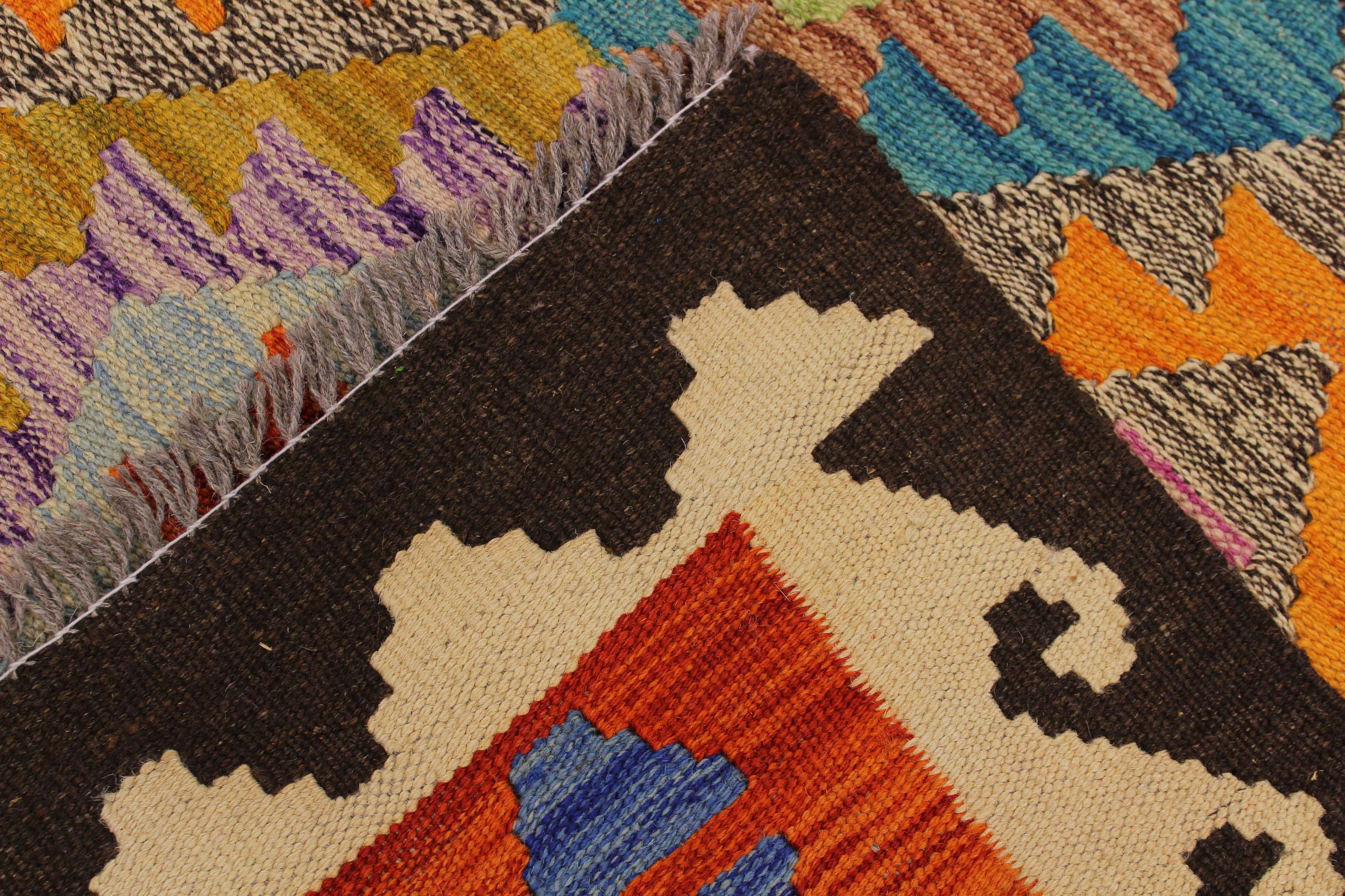 handmade Geometric Kilim Brown Ivory Hand-Woven RECTANGLE 100% WOOL area rug 5 x 7